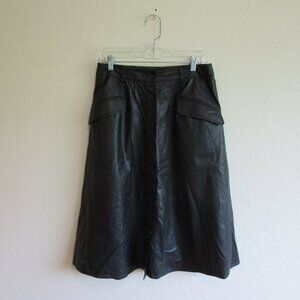 BANANA REPUBLIC Black Faux Leather Midi 4 Skirt